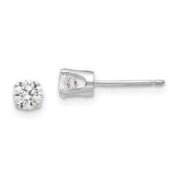 14k White Gold 4mm Round CZ Stud Earrings